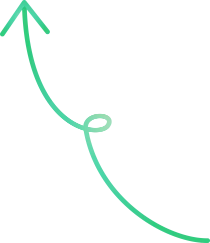 Curved Upward Arrow in Green Color