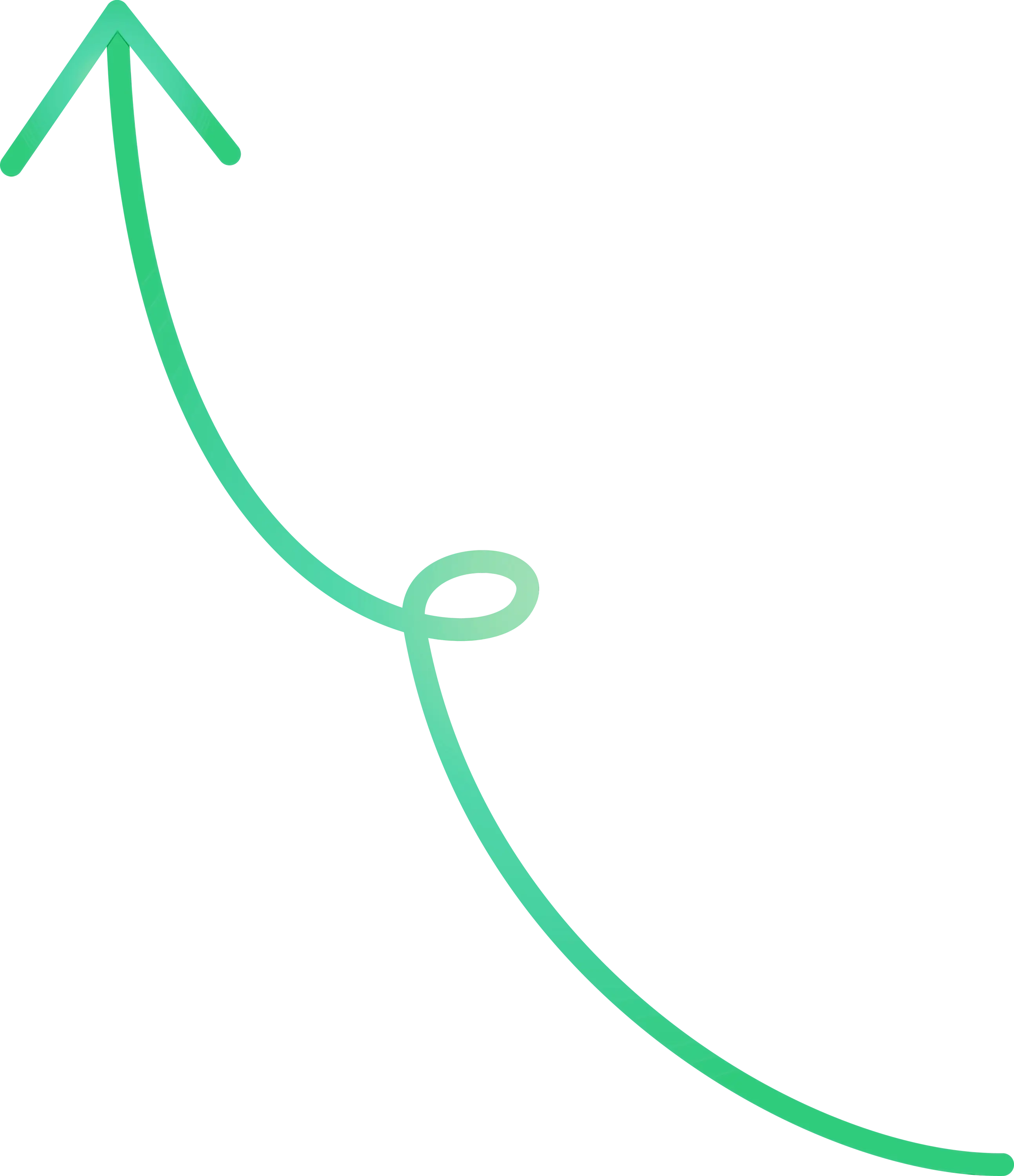 Curved Upward Arrow in Green Color