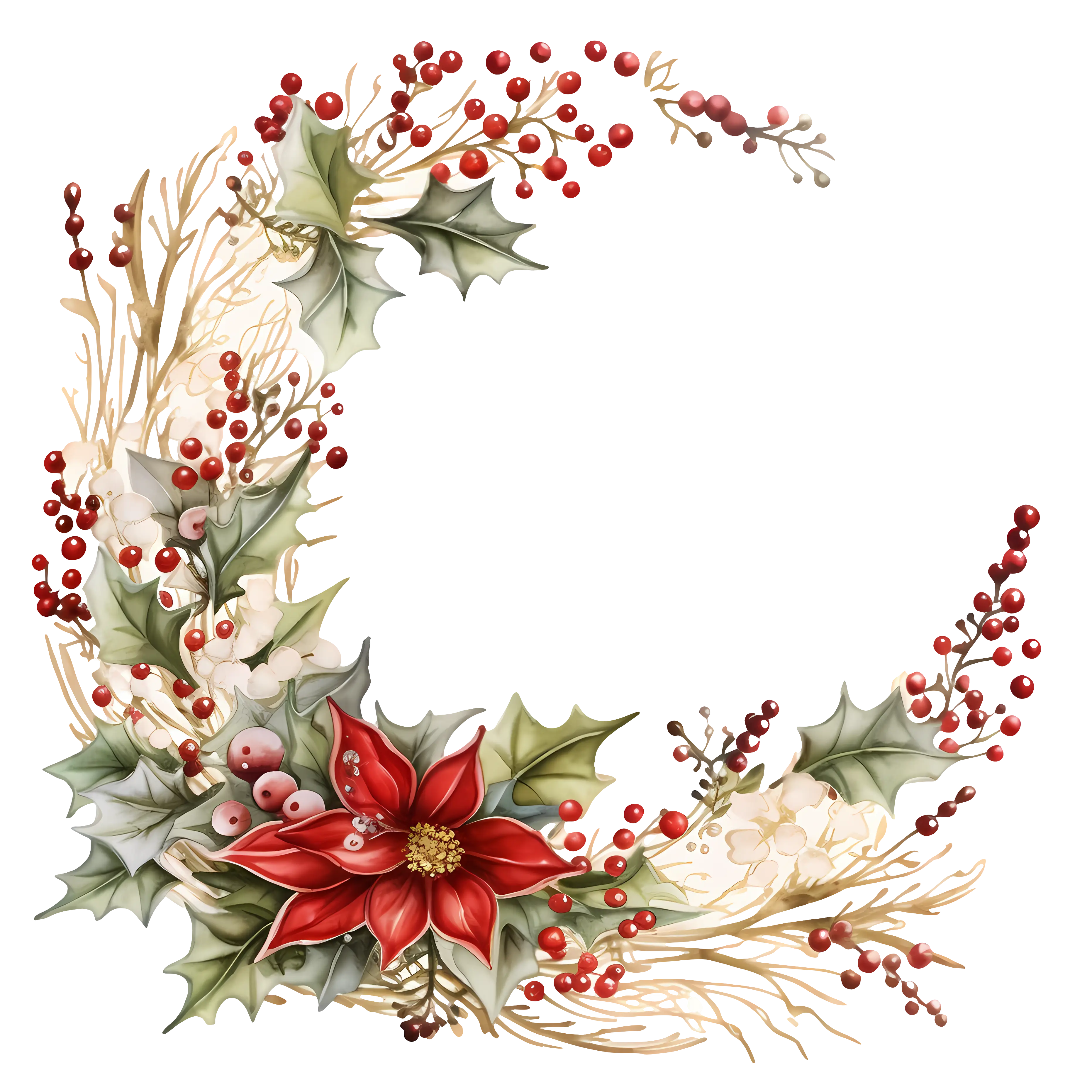 Elegant Christmas Wreath with Holly