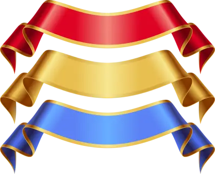 Set of Red, Yellow, and Blue Decorative Ribbons