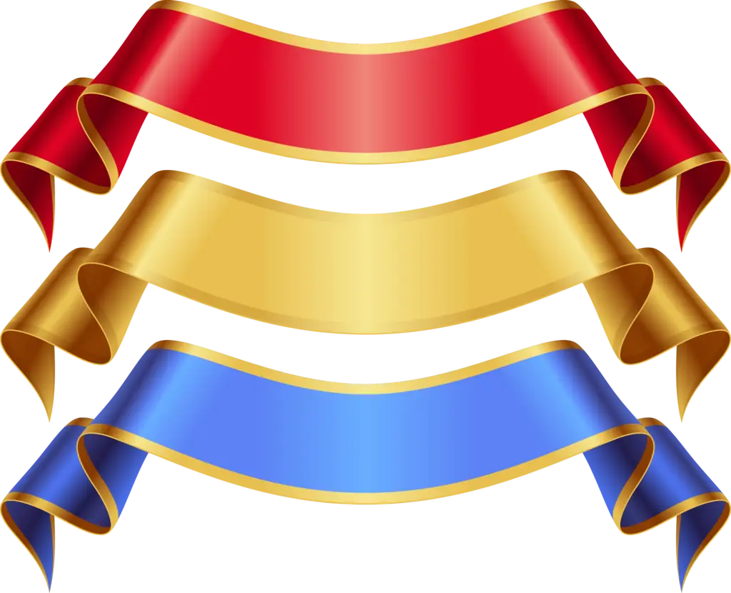 Set of Red, Yellow, and Blue Decorative Ribbons