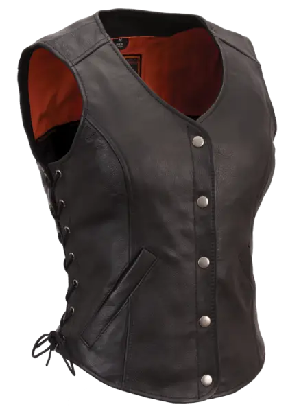 Black Leather Vest with Buttons