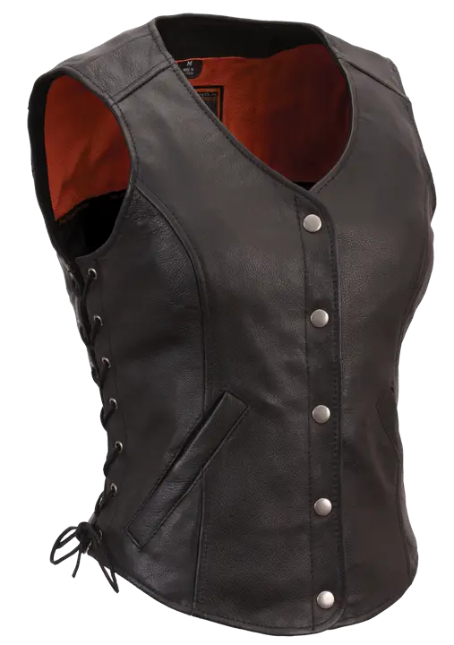 Black Leather Vest with Buttons