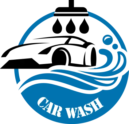 Car Wash Logo with Water and Bubbles