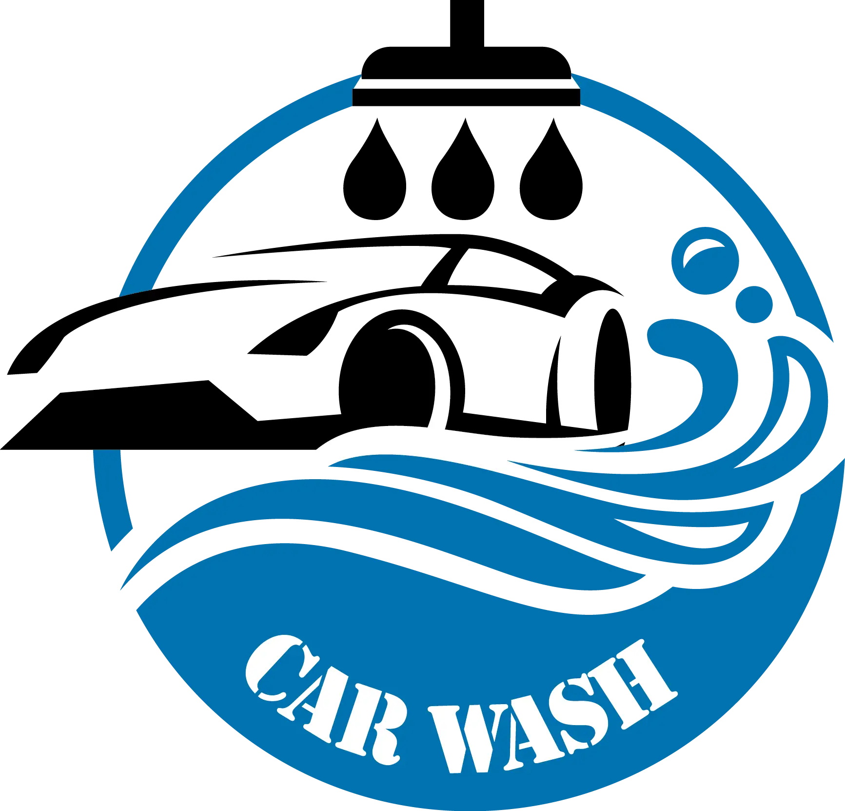 Car Wash Logo with Water and Bubbles
