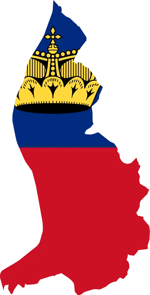 Map of Liechtenstein with National Flag Colors