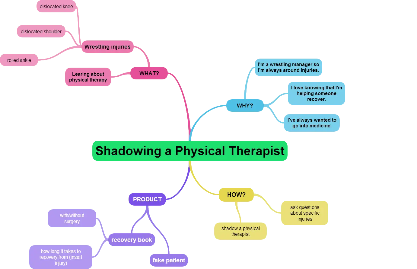 Shadowing a Physical Therapist Mind Map
