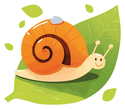 Smiling Cartoon Snail on Leaf