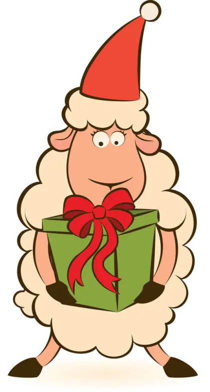 Sheep with Christmas Gift