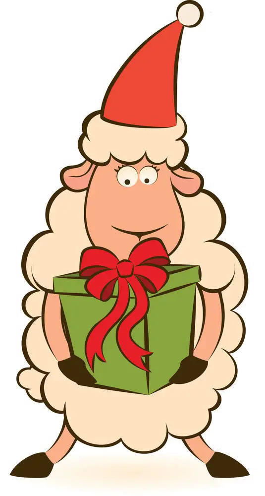 Sheep with Christmas Gift