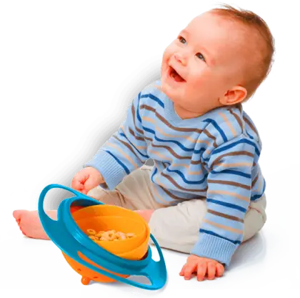 Cute Baby with Colorful Bowl