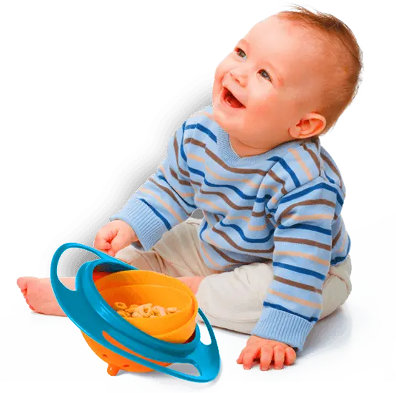 Cute Baby with Colorful Bowl