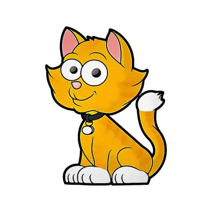 Cute Cartoon Cat with Collar