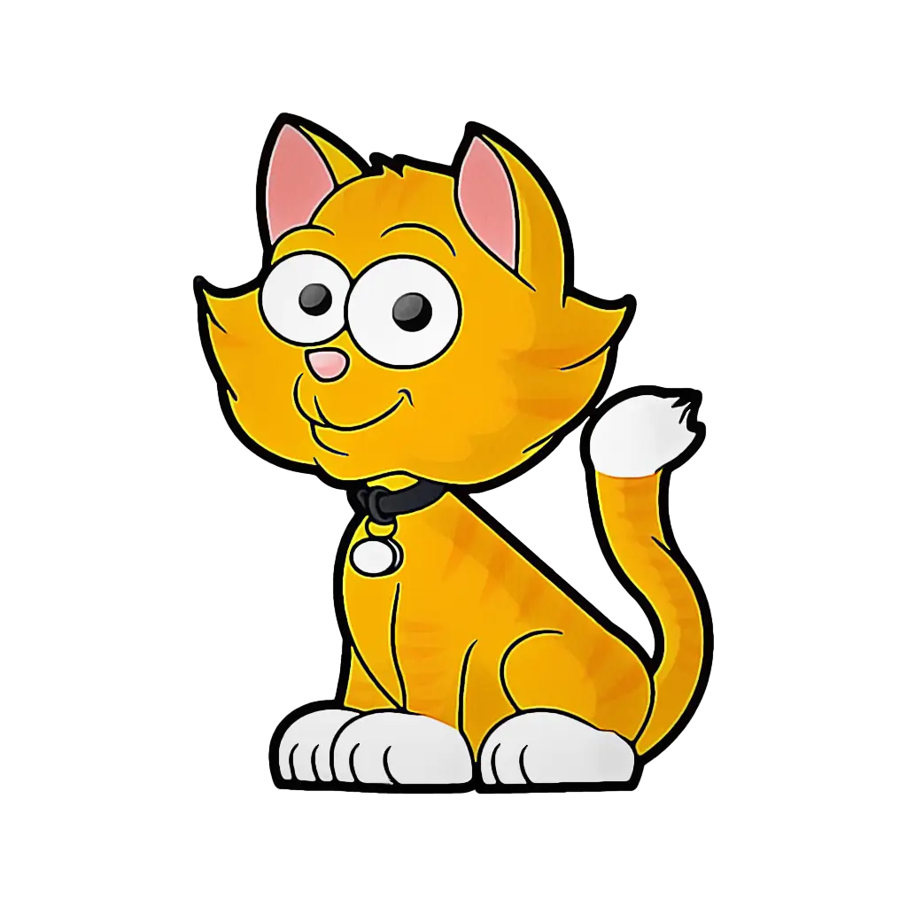 Cute Cartoon Cat with Collar