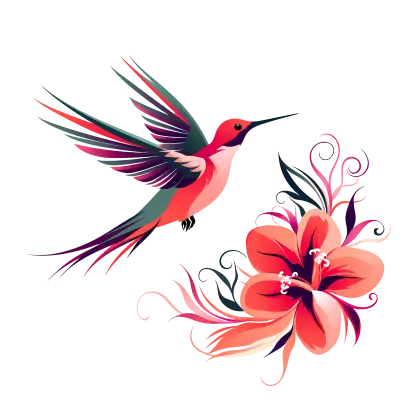 Hummingbird and Flower Illustration