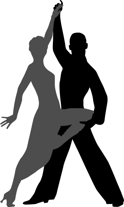 Silhouette of Dancing Couple Performing