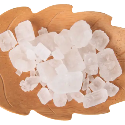 Rock Sugar Crystals on Wooden Plate