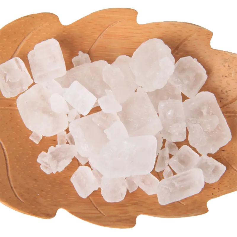 Rock Sugar Crystals on Wooden Plate