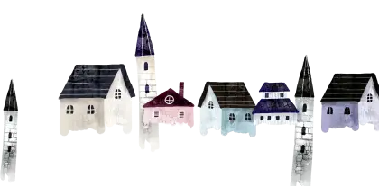 Watercolor Village Houses