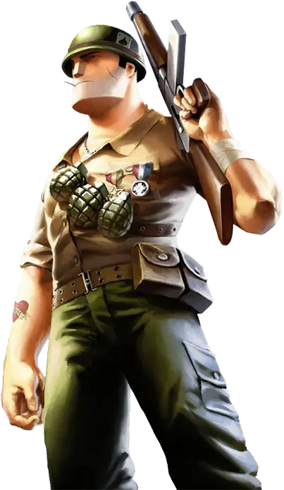 Cartoon Military Soldier with Helmet and Gun