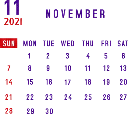 November 2021 Monthly Calendar