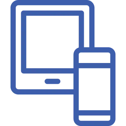 Tablet and Smartphone Icon in Blue Outline
