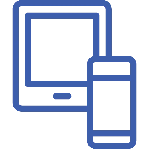 Tablet and Smartphone Icon in Blue Outline