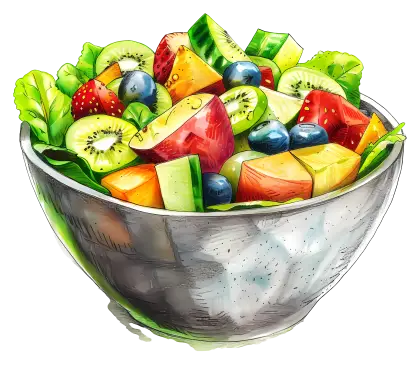 Fresh Vegetable and Fruit Salad in a Bowl