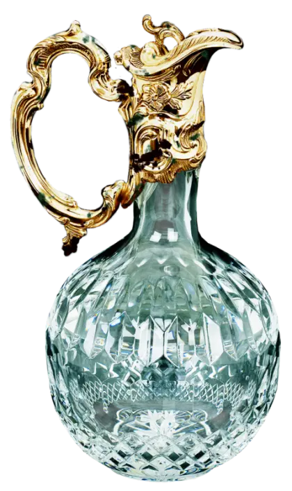 Crystal Decanter with Ornate Gold Handle