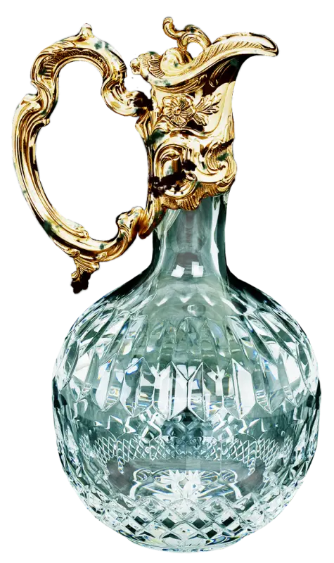 Crystal Decanter with Ornate Gold Handle