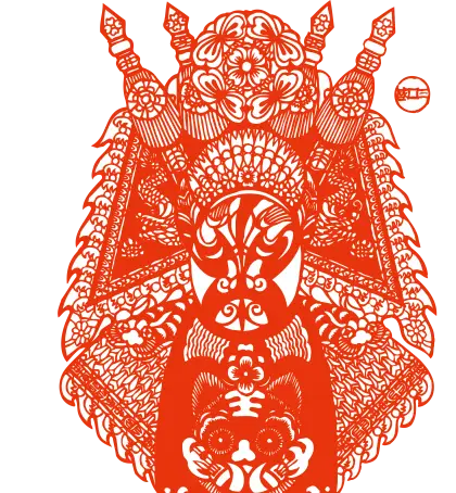Red Intricate Paper Cut Illustration