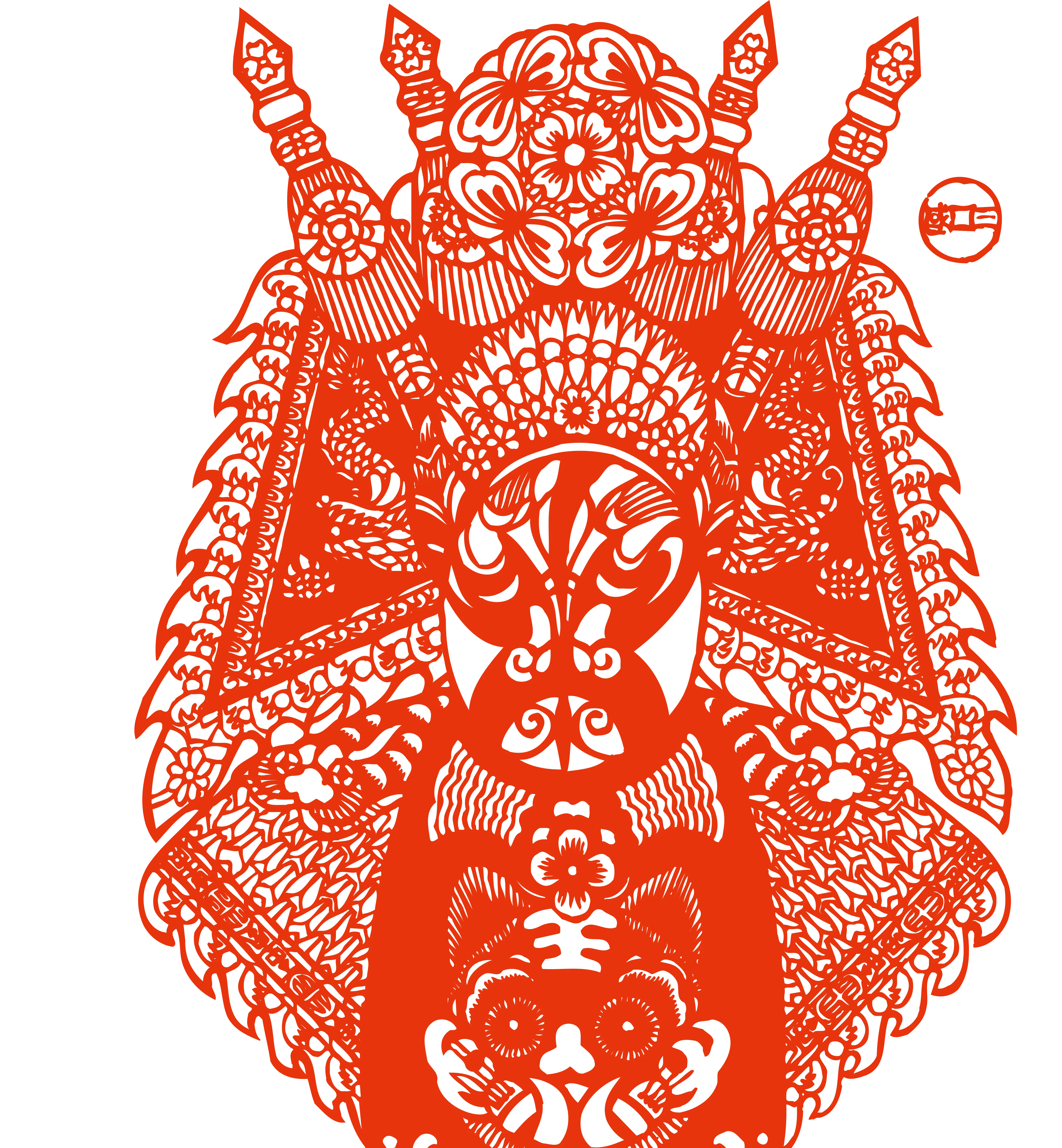 Red Intricate Paper Cut Illustration