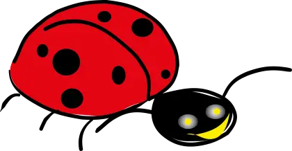 Cartoon Illustration of a Red and Black Ladybug