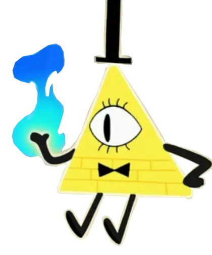 Yellow Triangle Character with Blue Flame