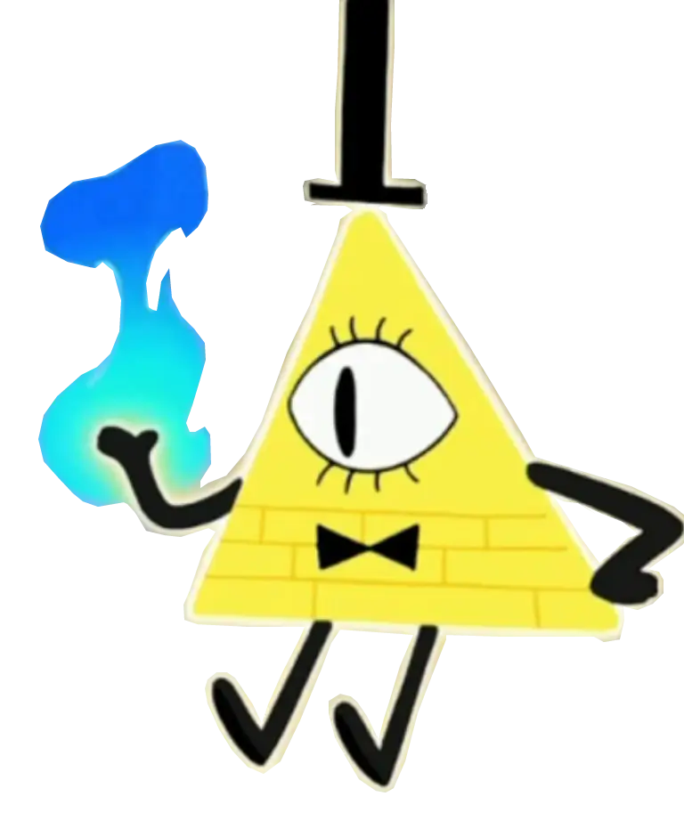 Yellow Triangle Character with Blue Flame