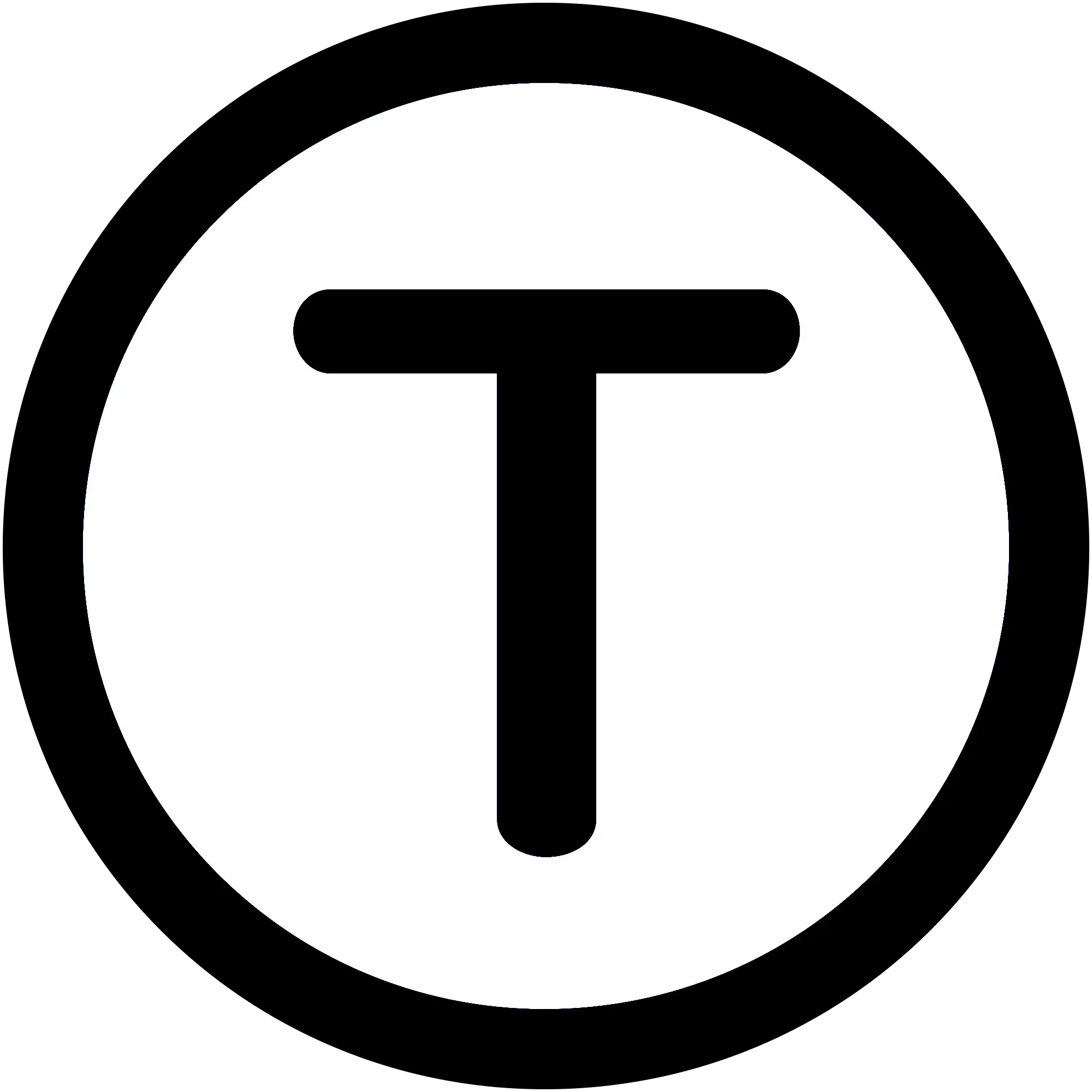 Simple T Symbol in Circular Logo Design