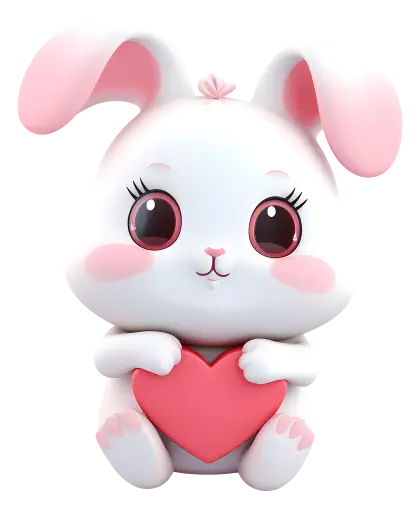 Cute Bunny Holding a Heart Illustration