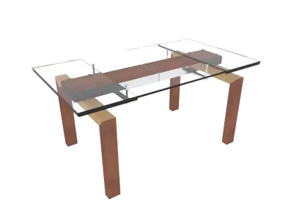 Glass Table with Wooden Legs