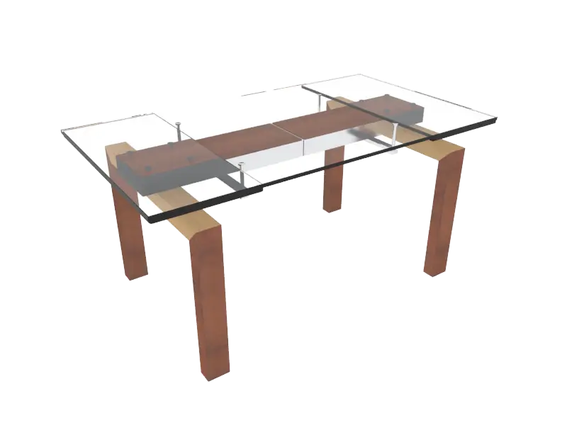 Glass Table with Wooden Legs