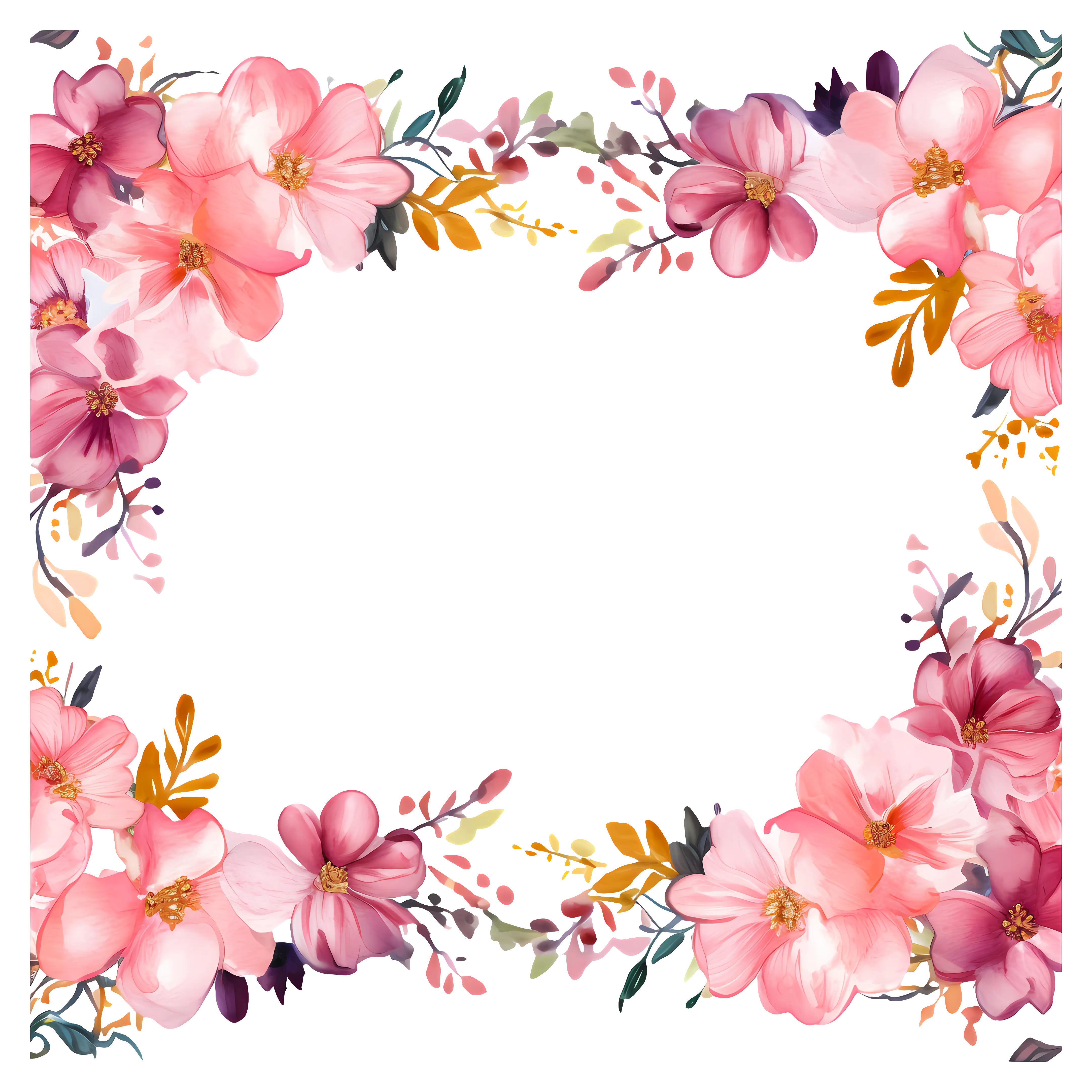 Pink Floral Border for Decorative Art