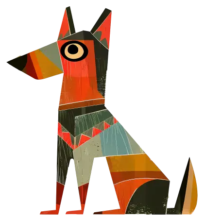 Colorful Abstract Dog Illustration