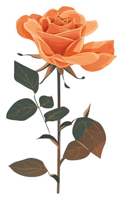 Elegant Orange Rose with Green Leaves