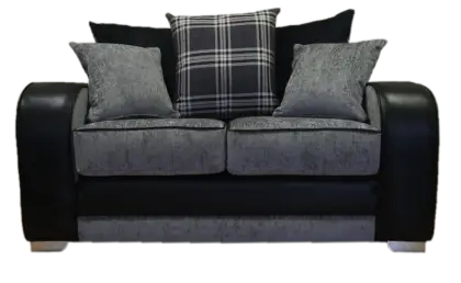 Gray and Black Sofa with Plaid Accents
