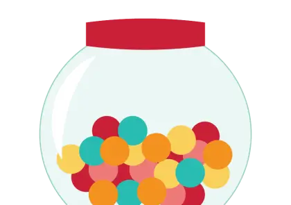 Jar of Colorful Gumballs