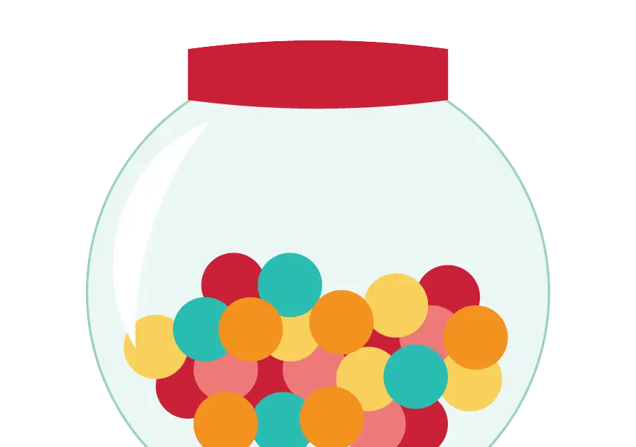 Jar of Colorful Gumballs