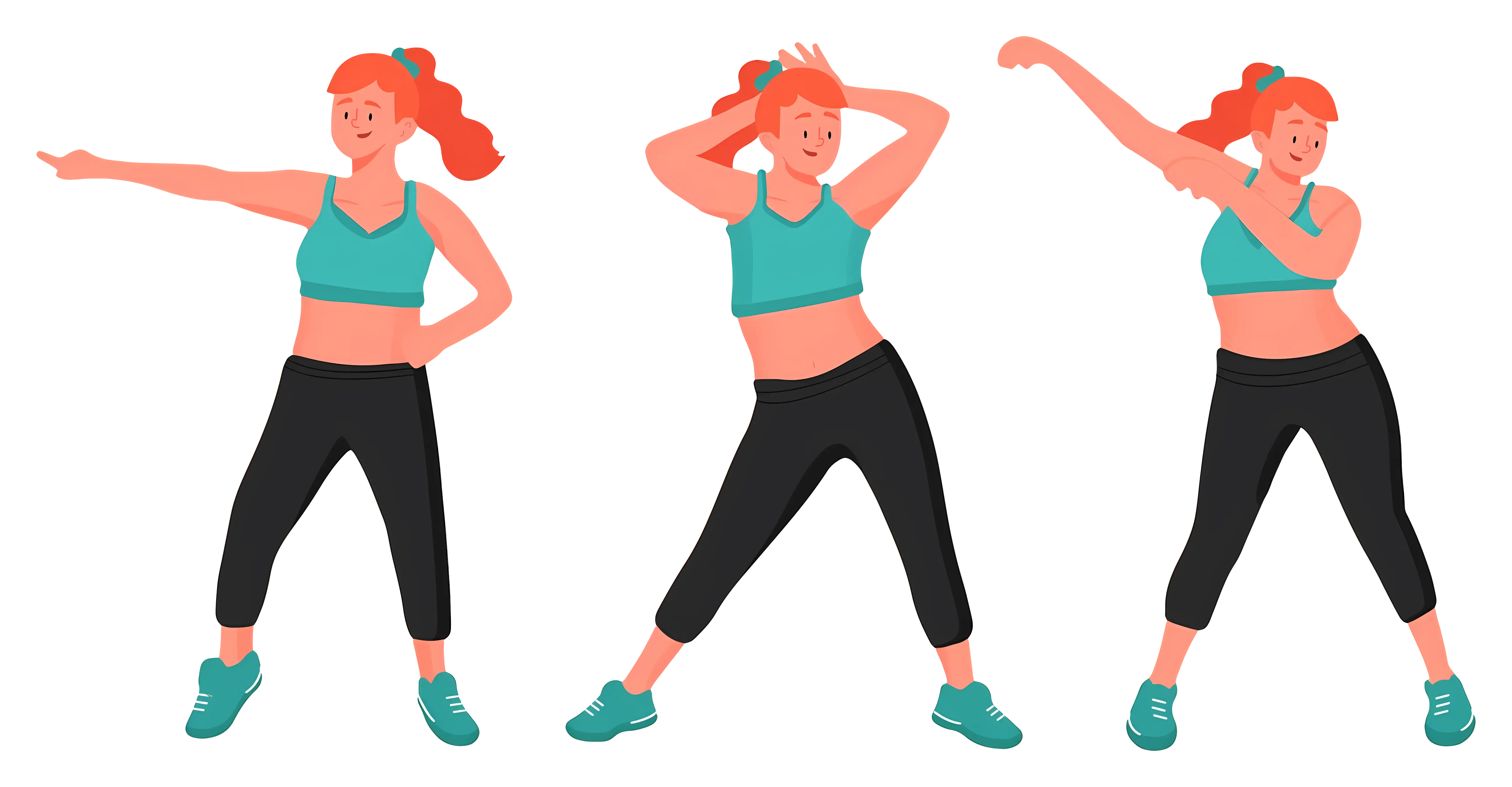 Fitness Woman Exercising in Active Poses