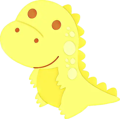 Cute Yellow Cartoon Dinosaur Illustration