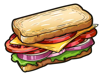 Delicious Sandwich with Vegetables and Cheese