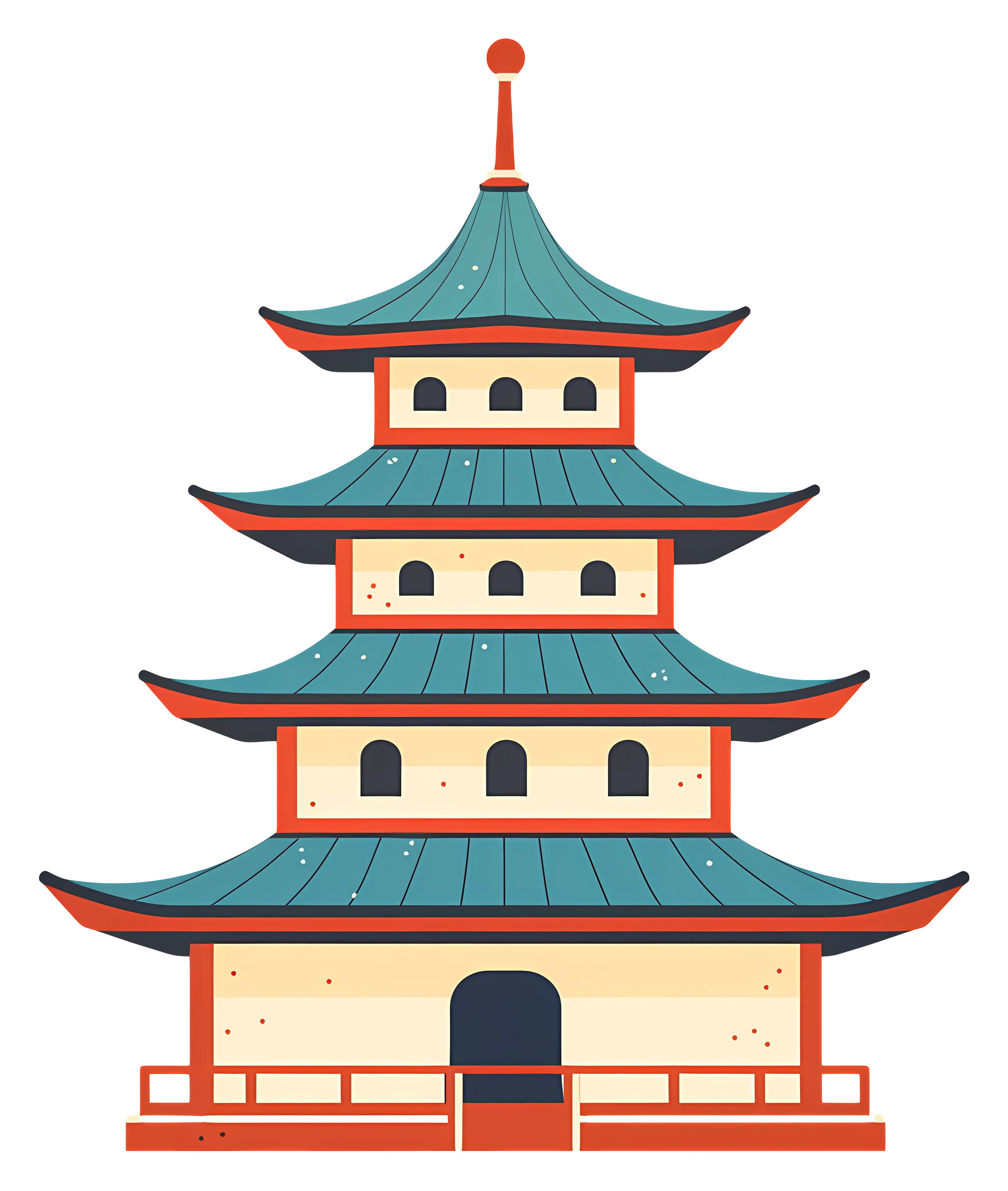 Traditional Asian Pagoda Design Illustration