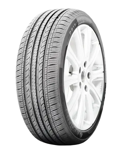 Car Tire with White Alloy Wheel and Tread Design